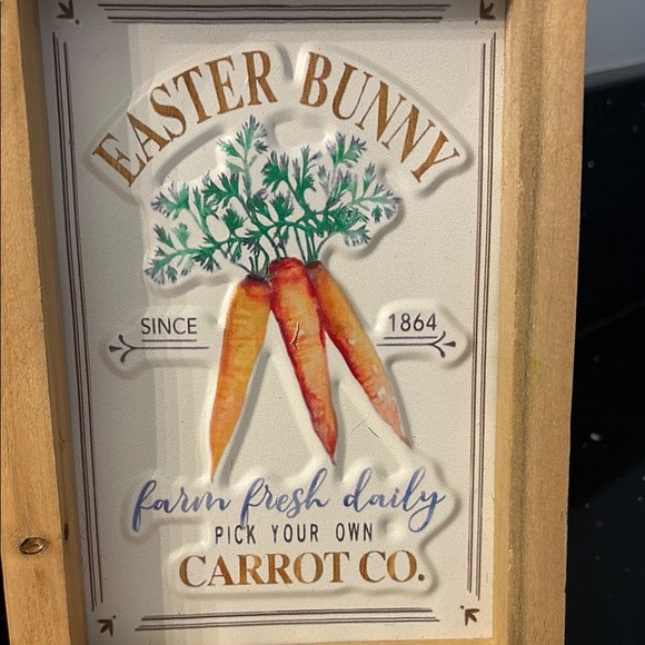 NWT Farm Fresh Easter Bunny Carrot Sign & 3 Orange Gingham Checked Carrots - Picture 2 of 10